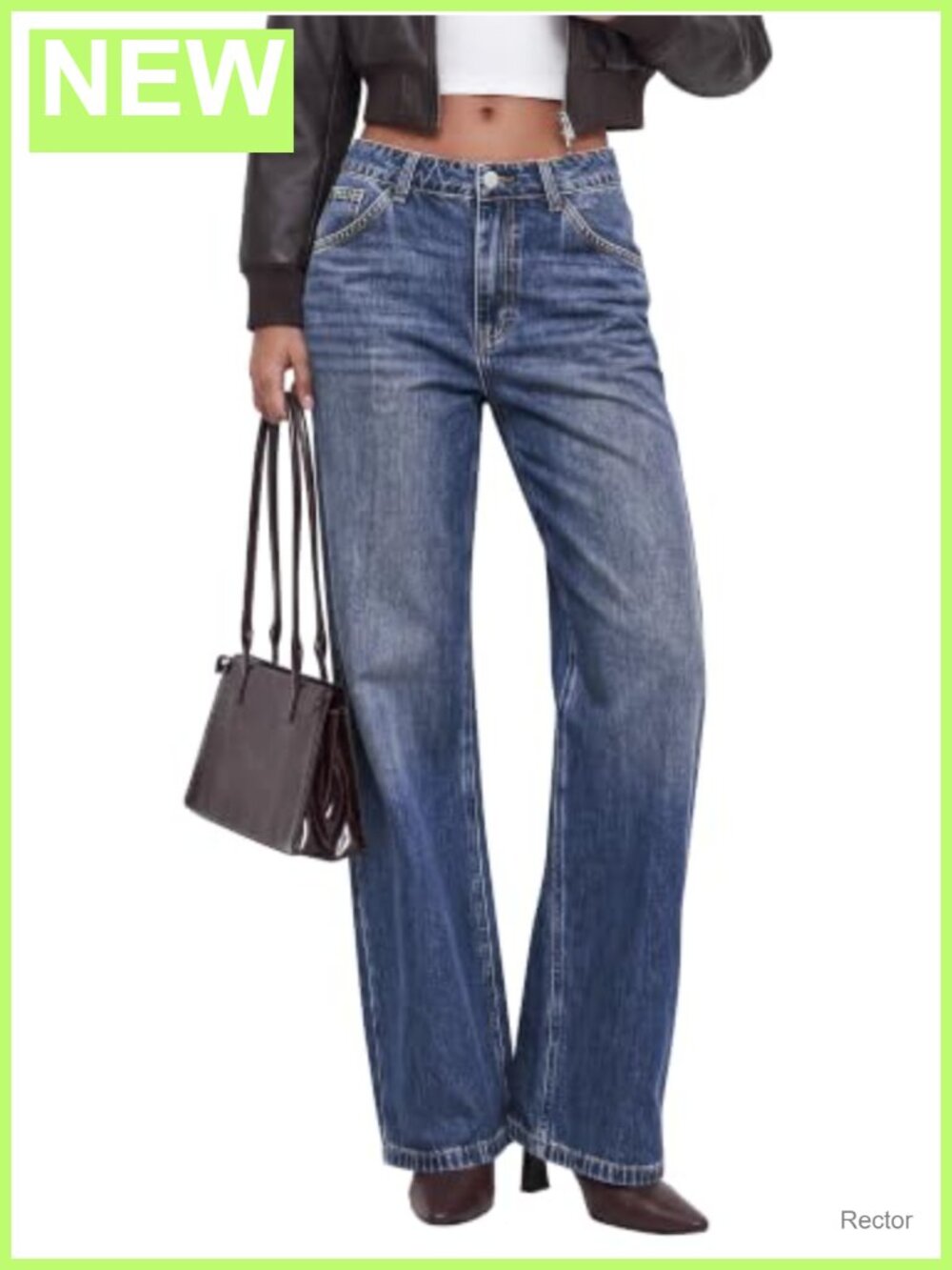 Women's High Waisted Straight Leg Stretch Denim Jeans - Casual Pants